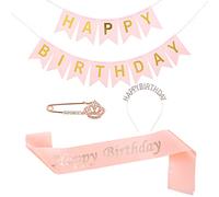 Juego de tiara de cumpleaños para niña, diadema y broche de satén para cumpleaños