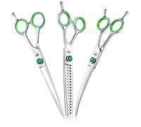 Juego de tijeras cortar y entresacar de aseo para mascotas, 7 pulgadas, juego de tijeras profesionales de peluqería para perros, gatos, adelgazamiento y corte de seguridad, acero inoxidable japonés