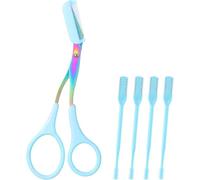 Juego de tijeras de doble cara para vello nasal y recortador de cejas, cortador de vello nasal 2 en 1 con limpiador de oídos, cortador de cejas de precisión de acero inoxidable,Blue