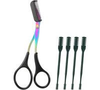 Juego de tijeras de doble cara para vello nasal y recortador de cejas, cortador de vello nasal 2 en 1 con limpiador de oídos, cortador de cejas de precisión de acero inoxidable,Black