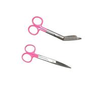 Juego de Tijeras de Enfermería Personalizadas con tu Nombre - Regalo Enfermeras - Acero Inoxidable - Tijeras para vendaje - Urgencias - Hospital - Punta Roma - Mayo - Grabado - (Rosa)