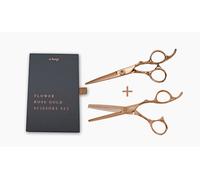 Juego de Tijeras e-kwip Flor Rosa Oro Set (Tijeras Entresacar Y Corte Pelo )