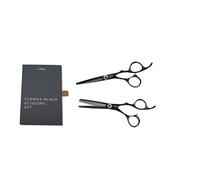 Juego de Tijeras e-kwip Flower-Set Black Corte Pelo + Entresacar