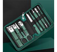 Juego de tijeras para uñas, herramienta para cortar uñas, cortaúñas para el hogar, pedicura de acero inoxidable, verde 9, juego de piezas