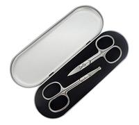 Juego de tijeras pequeñas de aseo de acero inoxidable para nariz, barba, bigotes, ceja, oreja, cortador de pelo, kit de corte de pelo facial con punta redondeada y curvada