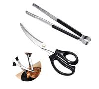 Juego de tijeras y pinzas coreanas para barbacoa, tijeras para barbacoa, pinzas ergonómicas de acero inoxidable y clips para cocina, clips de cocina, tijeras de pizza para un uso fácil (negro)