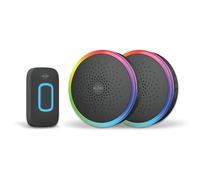 Juego de timbres inalámbricos ELRO DB5000 - LED Multicolor - Receptor con 2 Pilas - Alcance 300 m - Resistente al Agua IP44-61 melodías