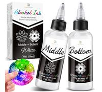 Juego de tinta de alcohol blanco, 200ml 2 tipos tinta de alcohol de color blanco, tinta a base de alcohol para resina epoxi, posavasos, papel Yupo, fabricación de tazas, decoraciones de joyería y