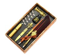 Juego de tinta para pluma de caligrafía pluma | Pluma de ganso Set Pluma de inmersión de caligrafía antigua con tinta | Kit de sellos con sello de actualizado con puntas de repuesto, juego de regalo