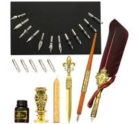 Juego de tintas para pluma | Kit de pluma de inmersión de caligrafía vintage | Bolígrafo, de sellado, sello de sello, herramienta de sobre, el mejor kit de regalo para escribir, dibujar, firmas