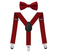 Juego de tirantes para niños con forma de Y, ajustable con clips y pajarita para niños y niñas, borgoña, S