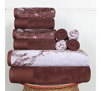 Juego de toallas 100% algodón con efecto mármol, 10 piezas, jacquard de mármol sólido y lujoso, súper suave, afelpado y absorbente, 2 toallas de baño, 4 toallas de mano, 4 paños de lavado, color
