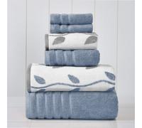 Juego de toallas Amrapur Overseas de 6 piezas, 100 % algod?n peinado, jacquard/s?lido, te?ido en hilo org?nico, ultrasuave, 500 g/m?, color azul