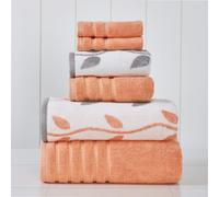 Juego de toallas Amrapur Overseas de 6 piezas con hilado te?ido org?nico Jacquard Solid Ultra Soft 500 g/m? 100 % algod?n peinado coral