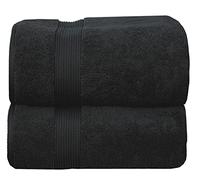 Juego de toallas de baño extragrandes (90x180 cm, paquete de 2) 100% algodón, súper suaves, de calidad de hotel, 600 g/m², hilado en anillo, absorbentes, juego de toallas de baño de baño (negro)