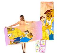 Juego de toallas de La Bella y la Bestia para niños, paquete con toalla de playa de la Bella y la Bestia de 27 x 54 pulgadas, calcomanías y más (juego de piscina y baño de Disney Beauty and The Beast)