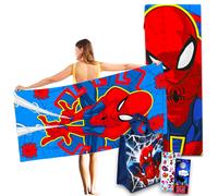 Juego de toallas de Spiderman de Marvel para ni os: incluye bolsa de toalla de microfibra de Spiderman de 27 x 54 pulgadas, pegatinas y m s (jueg