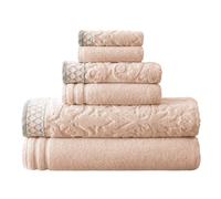 Juego de toallas Modern Threads de 6 piezas, 100 % algod n peinado, ultrasuave, de 550 g/m , con bordes adornados, en jacquard damasco/liso [melo