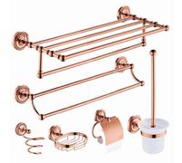 Juego de toalleros de Oro Rosa Totalmente de Cobre, Colgante de baño de Hardware