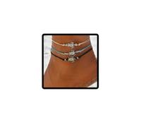 Juego de tobilleras de tortuga Wedity, pulseras tobilleras con cuentas, accesorios de cadena multicapa, joyería trenzada para pie de playa ajustable para mujeres y niñas