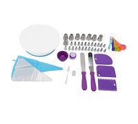 Juego de tocadiscos para tartas, kit de herramientas de decoración de pasteles con tocadiscos giratorios, boquillas de tubería y bolsas de silicona, juego de hornear para pasteles y cupcakes en capas
