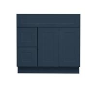 Juego de tocador de baño de estilo lujoso de 36 pulgadas, color azul marino, 2 cajones, puertas dobles, tocadores de madera maciza, para el hogar, 21 pulgadas de profundidad x 36 pulgadas de ancho x