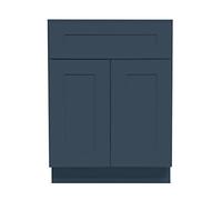 Juego de tocador de baño de lujo azul marino de 24 pulgadas, lavabo, doble puerta, base de gabinete, grifo de madera maciza, para el hogar, moderno, 21 pulgadas de profundidad x 24 pulgadas de ancho x