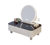 Juego de tocador de diseño único con espejo LED táctil, 3 colores ajustables, brillo compacto para espacios pequeños, perfecto para dormitorios modernos.