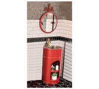 Juego de tocador de hierro de estilo industrial con lavabo extraíble y almacenamiento debajo del fregadero