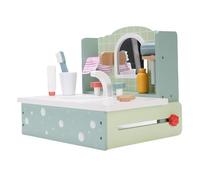 Juego de Tocador de Madera para Niñas con Espejo, Juguete Educativo de Maquillaje para Niños, Diseño Compacto, Regalo de Cumpleaños