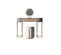 Juego de tocador de maquillaje con iluminación LED con taburete y espejo, tocador de lujo para dormitorio, estación de maquillaje de 100 cm, elegante escritorio y silla, perfecto para los amantes del