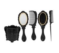 Juego de tocador vintage, incluye espejo de mano, cepillo para desenredar el cabello, peine de dientes anchos, peine de cola de rata y soporte para tocador o mostrador de baño para niñas