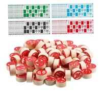 Juego de tómbola Juegos de mesa de lotería rusa El juego educativo de bingo familiar incluye 48 cartas de bingo y 90 ajedrez de madera para adultos, niños, juguetes y juegos de actividades en el-