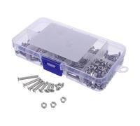 Juego de Tornillos de Acero Inoxidable con Tuercas y Arandelas | Estuche Surtido, Acabado Plata, para Técnicos de Electrónica y Mantenimiento, Uso en Gabinetes y Equipos