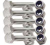 Juego de tornillos de cabeza hexagonal M3 x 16 mm con tuercas y arandelas, tornillos totalmente roscados hechos de acero inoxidable A2 (paquete de 5)
