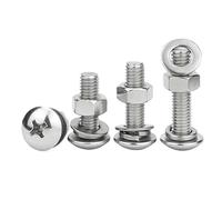 Juego de tornillos de cabeza plana grande de acero inoxidable 304, 1/2/5/10/20/50 piezas, M3, M4, M5, tuercas, arandelas planas y pernos combinados(10set M4x60)