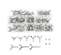 Juego de tornillos de mariposa con tuerca, acero inoxidable M3 M4 M5 M6 M8, cabeza de mariposa, kit de pulgar(M4 128pcs)