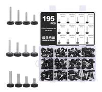 Juego de tornillos moleteados Knpwer de 195 piezas en 12 tamaños para M4, M5, M6 | Tornillos de mango redondo y pomos giratorios de acero galvanizado | Ideal para impresoras 3D, máquinas y talleres