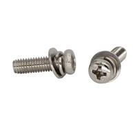 Juego de tornillos y pernos Sems de acero al carbono niquelado/negro con cabeza Phillips y arandelas de cabeza plana redondas M2 M2.5 M3 M4 M5 M6(Nickel Plated,35MM_M3 20PCS)