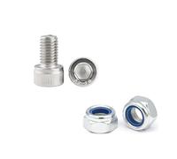 Juego de tornillos y tuercas de seguridad de nailon M3, M4, M5 y M6, perno Allen hexagonal, tornillo de máquina con rosca métrica, kit de tuercas for pernos de bicicleta de acero inoxidable 304(Socket