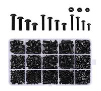 juego de Tornillos y Tuercas M3 M4 M5, Tornillos de Cabeza Hexagonal Avellanados de Acero al Carbono Negros,Pernos y Tuercas Tornillos de Máquina Cabeza Plana para Fijación de Bricolaje