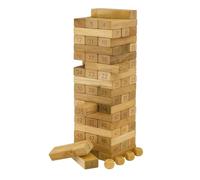 Juego de Torre de Madera 4 en 1 para Niños, Torre Clásica, Juego de Dados, Aprende Números y Rompecabezas Educativo, 54 Bloques de Construcción y 4 Dados Incluidos, Edades 36+