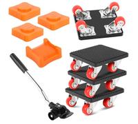 Juego de Transporte de Muebles, Elevador de Muebles de Servicio Pesado con Extensión de 330 mm, 4 Ruedas de Transporte y 4 Reguladores de Altura, Carga Máxima 400kg, Giratorio 360° para Transporte