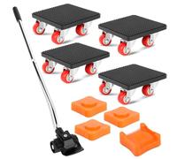 Juego de Transporte de Muebles, Elevador de Muebles de Servicio Pesado con Extensión de 630 mm, 4 Ruedas de Transporte y 4 Reguladores de Altura, Carga Máxima 400kg, Giratorio 360° para Transporte