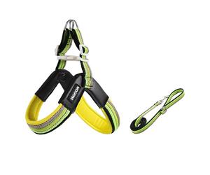 Juego de transportín y correa en Y para perro australiano, 1,4 m, ligero y resistente al desgarro, acolchado suave, verde, XS