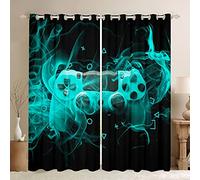 Juego de tratamientos de Ventana,controladora de Videojuegos, Cortinas para Ventanas de Consola de Juegos Juveniles, Cortinas para Ventanas de Consola Azul y Negro,W46*L72