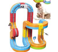 Juego de Tren de Carriles Mágicos Eléctricos Magnéticos para Coche, DIY Electric Train Set Flexible Race Track, Juego de Tren Eléctrico, Pista de Carreras 3D Flexible con Coche Motorizado (81pcs)