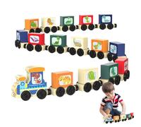 Juego de tren de madera - Juguete para educación de la infancia, tren de juguete con animales de madera, para sala de estar, habitación infantil, estudio, actividad familiar, regalo para