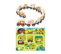 Juego De Tren De Madera para Juguete - Circuito Ferroviario con Números para Niños,Juego De Simulación con Vehículos para Niños Pequeños Y Familias