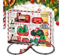 Juego de Tren de Navidad - con Luz Y Sonido Juguete De Montaje - Conjunto De Tren Eléctrico Pequeño Navideño,para Interacción Entre Padres E Hijos, Cumpleaños, Niños Pequeños, Fiesta, Vacaciones, Jue